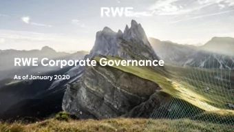 RWE Corporate Governance  As of January 2020  Disclaimer  l  This document contains forward-looking