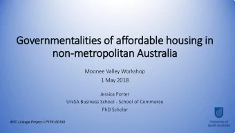 Gover  ernmen  ental  alities  es o  of affordable h  e housing i  g in  non-metrop  opoli  litan A