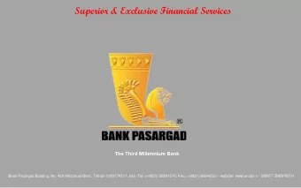 Superior &amp; Exclusive Financial Services  The Third Millennium Bank  Bank Pasargad Building, No.