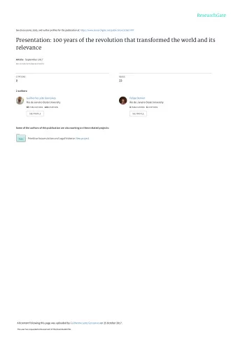 Presentation: 100 years of the revolution that transformed the world and its  relevance Article