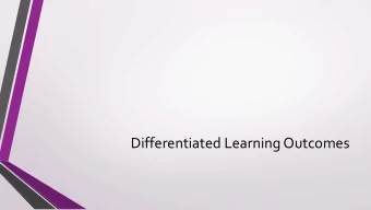 Differentiated Learning Outcomes  Differentiation  All Learners  Some Learners  Few