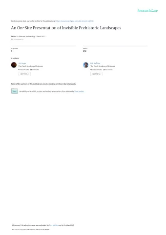 An On-Site Presentation of Invisible Prehistoric Landscapes Article in Internet Archaeology