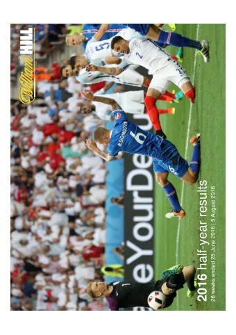 2016 half-year results  26 weeks ended 28 June 2016 | 5 August 2016  1  Disclaimer  NOT FOR