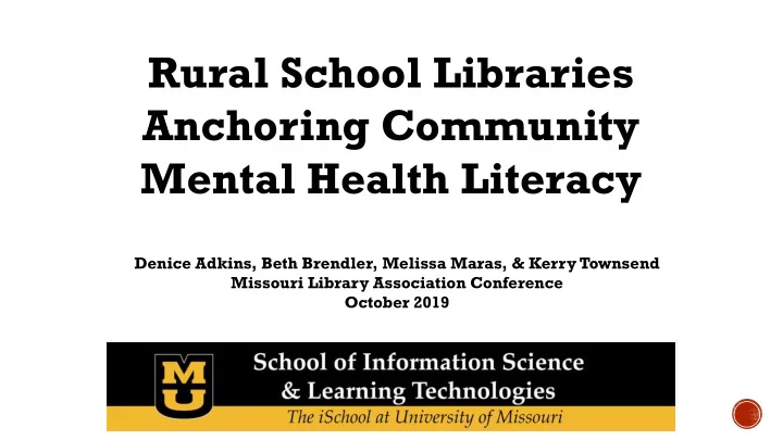 rural school libraries anchoring community mental health