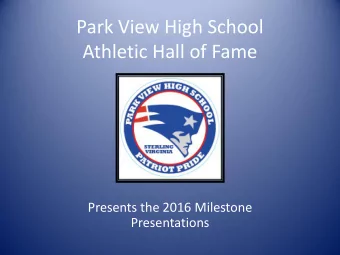 Athletic Hall of Fame  Presents the 2016 Milestone  Presentations  State Championship Milestones
