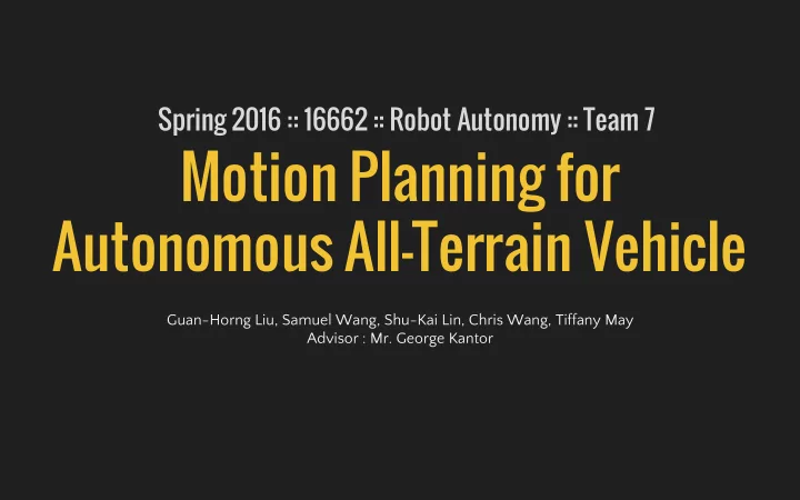 motion planning for autonomous all terrain vehicle