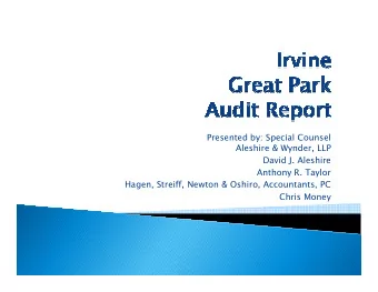 Presented by: Special Counsel  Aleshire &amp; Wynder, LLP  Aleshire &amp; Wynder, LLP  David J.
