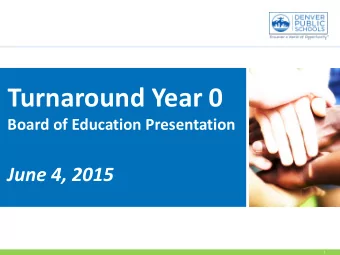 Turnaround Year 0  Board of Education Presentation  June 4, 2015  1  2015-16 Turnaround Year 0
