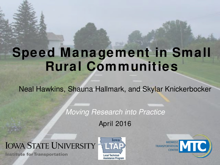 speed management in small rural communities
