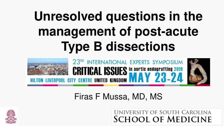 unresolved questions in the management of post acute