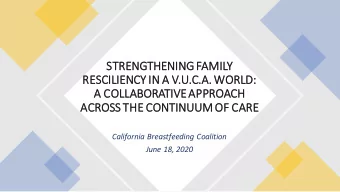 STRENGTHENING FAM  AMILY  RESCILIENCY IN A V.U.C.A.  A. WORLD:  A COLL  LLAB  ABORATIVE APPROACH