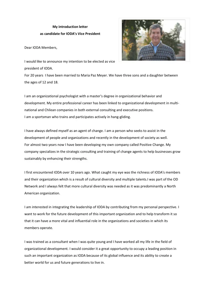 my introduction letter as candidate for ioda s vice