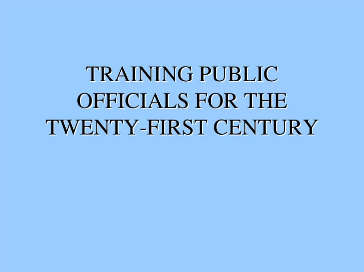 training public training public officials for the
