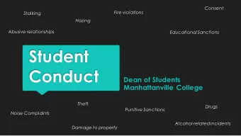 Student  Conduct  Dean of Students  Manhattanville College  Theft  Drugs  Punitive Sanctions  Noise
