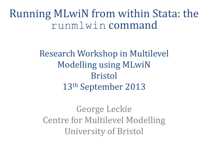 running mlwin from within stata the