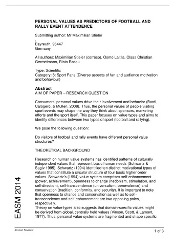 EASM 2014  (power, achievement), openness to change (hedonism, stimulation, and  self-direction),