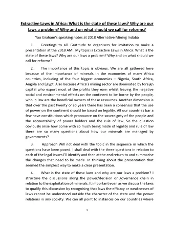 Extractive Laws in Africa: What is the state of these laws? Why are our  laws a problem? Why and on