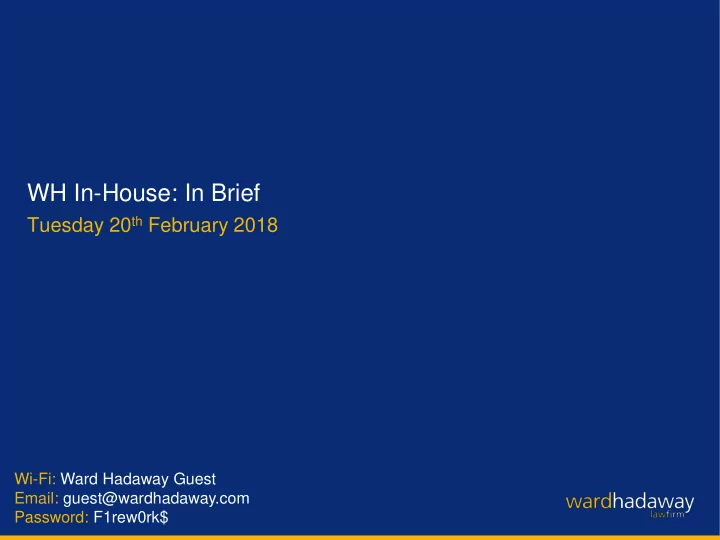 wh in house in brief