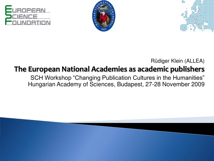 the european national academies as academic publishers