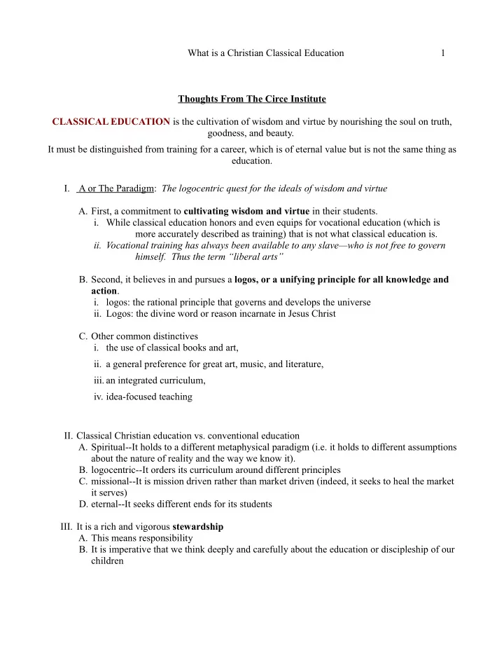 what is a christian classical education 1 thoughts from