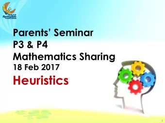 Heuristics Springdale Primary School  1  Objectives  At the end of this session, parents will be