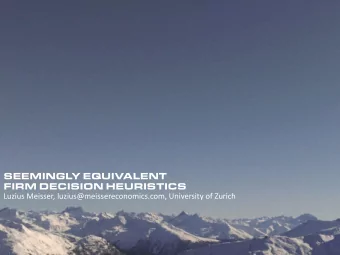 SEEMINGLY EQUIVALENT  FIRM DECISION HEURISTICS  Luzius Meisser, luzius@meissereconomics.com,