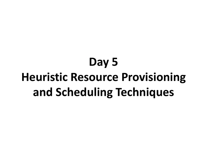 and scheduling techniques agenda for today