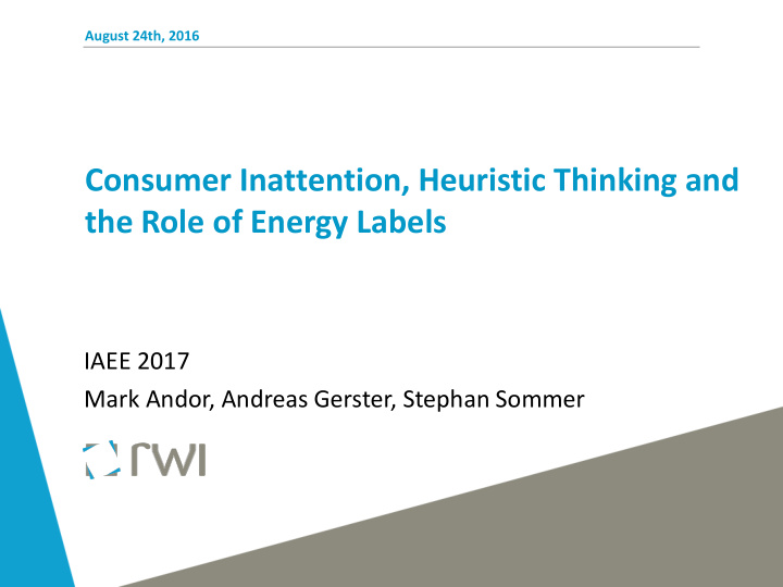 the role of energy labels