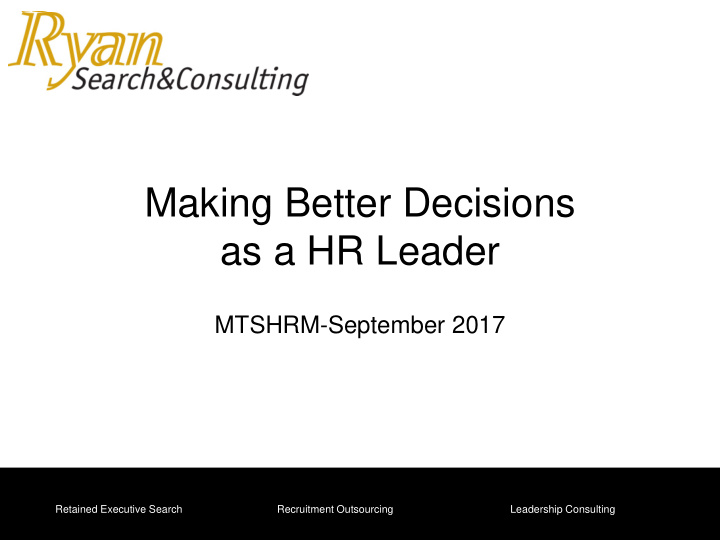 making better decisions as a hr leader