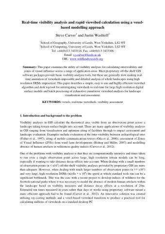 Real-time visibility analysis and rapid viewshed calculation using a voxel- based modelling