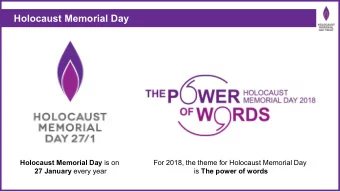 Darfur in Sudan  Holocaust Memorial Day Holocaust Memorial Day is on  For 2018, the theme for