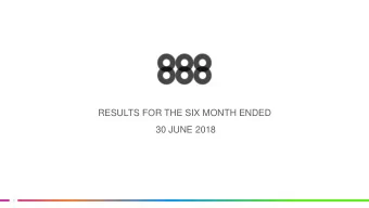 RESULTS FOR THE SIX MONTH ENDED  30 JUNE 2018  1  AGENDA  Itai Frieberger  |  Overview  Aviad