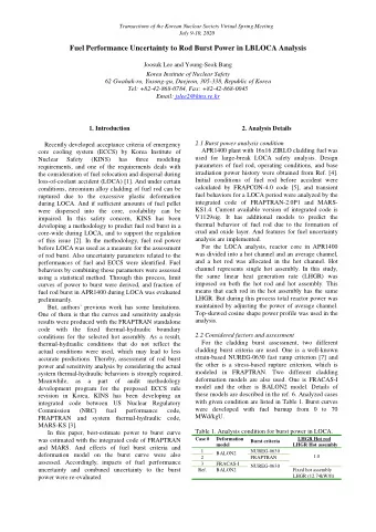 Fuel Performance Uncertainty to Rod Burst Power in LBLOCA Analysis  Joosuk Lee and Young-Seok Bang