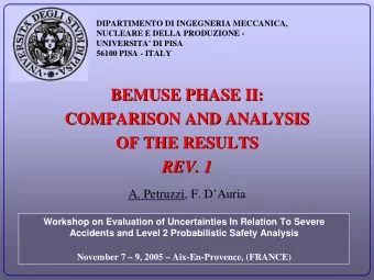 BEMUSE PHASE II:  BEMUSE PHASE II:  COMPARISON AND ANALYSIS  COMPARISON AND ANALYSIS  OF THE