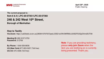 240 &amp; 242 West 10 th Street,  Borough of Manhattan  How to Testify Via Zoom: