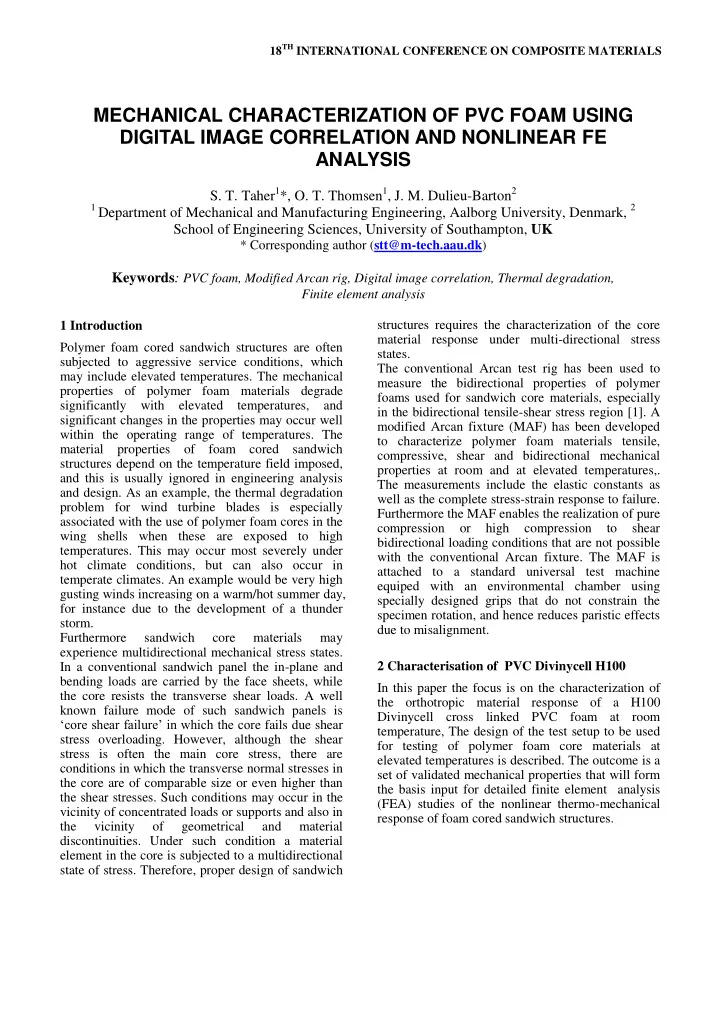mechanical characterization of pvc foam using digital