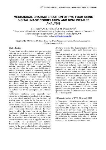 MECHANICAL CHARACTERIZATION OF PVC FOAM USING  DIGITAL IMAGE CORRELATION AND NONLINEAR FE  ANALYSIS