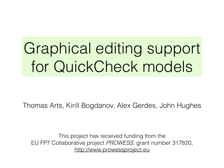 graphical editing support for quickcheck models