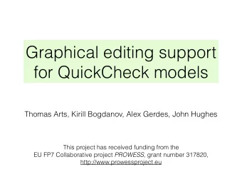Graphical editing support  for QuickCheck models  Thomas Arts, Kirill Bogdanov, Alex Gerdes, John
