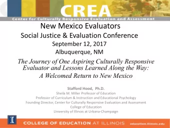 New Mexico Evaluators  Social Justice &amp; Evaluation Conference  September 12, 2017  Albuquerque,