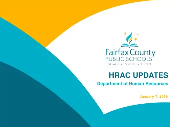 HRAC UPDATES  MASTER TITLE STYLE Department of Human Resources  January 7, 2019  Overview of