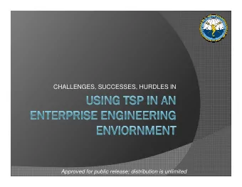 CHALLENGES, SUCCESSES, HURDLES IN  Approved for public release; distribution is unlimited