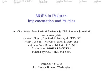 MOPS in Pakistan:  Implementation and Hurdles  Ali Choudhary, Sate Bank of Pakistan &amp; CEP-