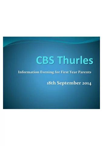 CBS Thurles Information Evening for First Year Parents  18th September 2014  Mr Ray Langan  2