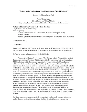 Scaling Social Media: From Local Snapshots to Global Hashtags  Lecture by: Micah Oelze, PhD