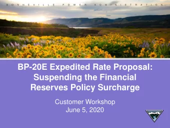 Suspending the Financial  Reserves Policy Surcharge  Customer Workshop  June 5, 2020  B  B  O  O  N