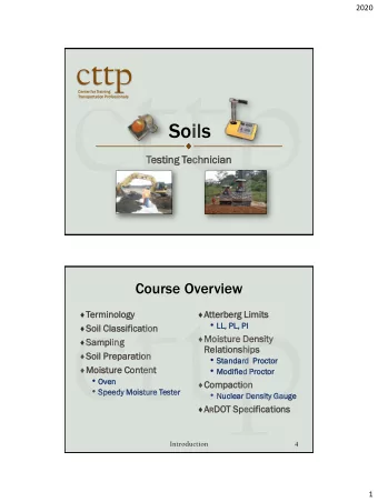 cttp  Center  er fo  for Training  ng  Transpor  ortation  on Profes  fessiona  onals  Soils  Testi