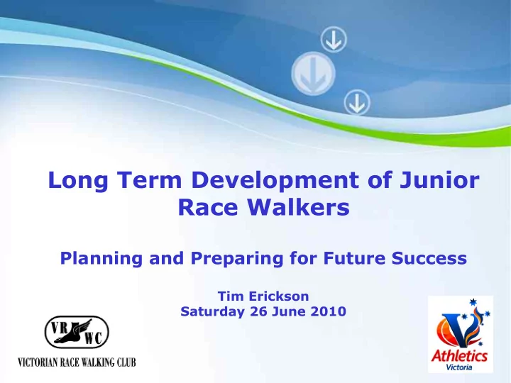 long term development of junior race walkers