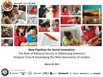 New Pipelines for Social Innovation:  The Role of National Service in Addressing Americas