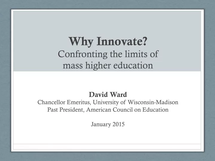 why innovate